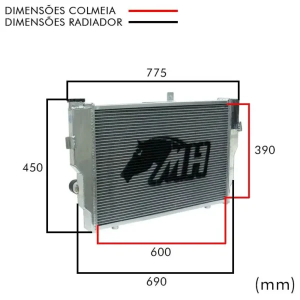 Radiador de Água Racing para Chevrolet GM Opala 6cil 75> - Montagem Original -   Sem  Ventoinha - Image 2