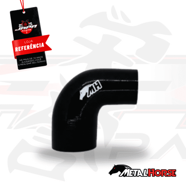 Mangote Redutor em Silicone Curva 90° – 3-1/4" para 2-1/2" (83mm → 63mm) x 125mm | Metal Horse