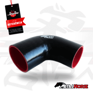 Mangote Redutor em Silicone Curva 90° – 3-1/2" para 3" (89mm → 76mm) x 125mm | Metal Horse
