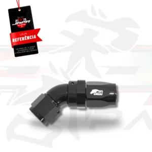 Conexão 8AN / AN8 Curva 45° graus para Mangueira Aeroquip - Black Edition (Preta)