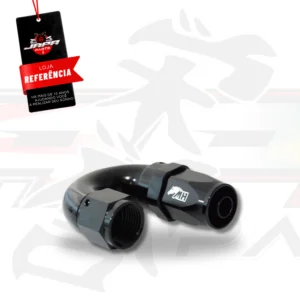 Conexão 8AN / AN8 Curva 180° graus para Mangueira Aeroquip - Black Edition (Preta)