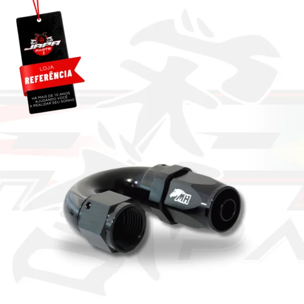 Conexão 8AN / AN8 Curva 180° graus para Mangueira Aeroquip - Black Edition (Preta)