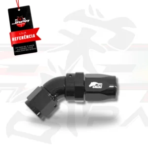 Conexão 12AN / AN12 Curva 45° graus para Mangueira Aeroquip - Black Edition (Preta)Metal Horse
