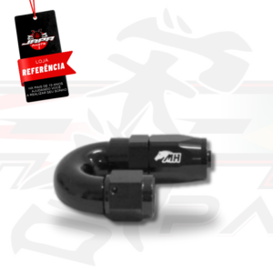 Conexão 180º Graus 12AN / AN12 para Mangueira Metal Horse ( Preta )