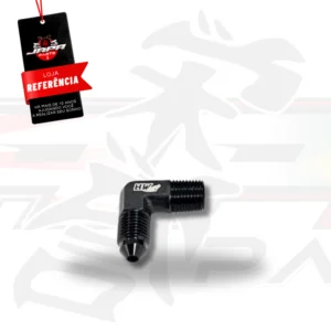 Adaptador Macho NPT 1/8" para Macho Cônico 3AN / AN3 em Curva 90° Graus - Preto