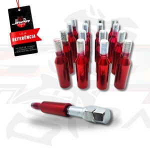 16 Parafusos Lob Longo Vermelho M12x1,50