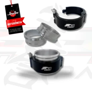 Conjunto de Abraçadeira e Flanges Flexível 2" (I.D 51mm) em Alumínio com Trava de Saque Rápido - Preto